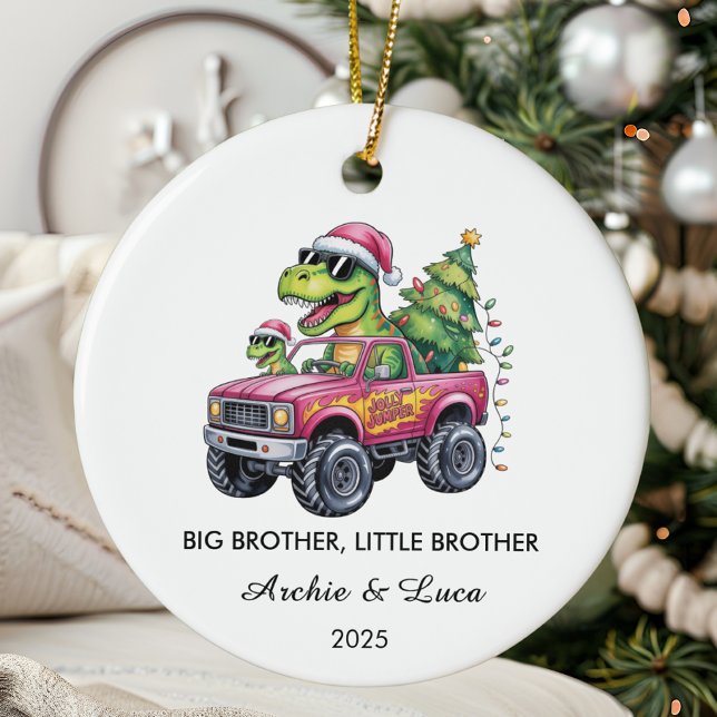 Big Brother Little Brother Dinosaurier Weihnachten Keramik Ornament (Von Creator hochgeladen)