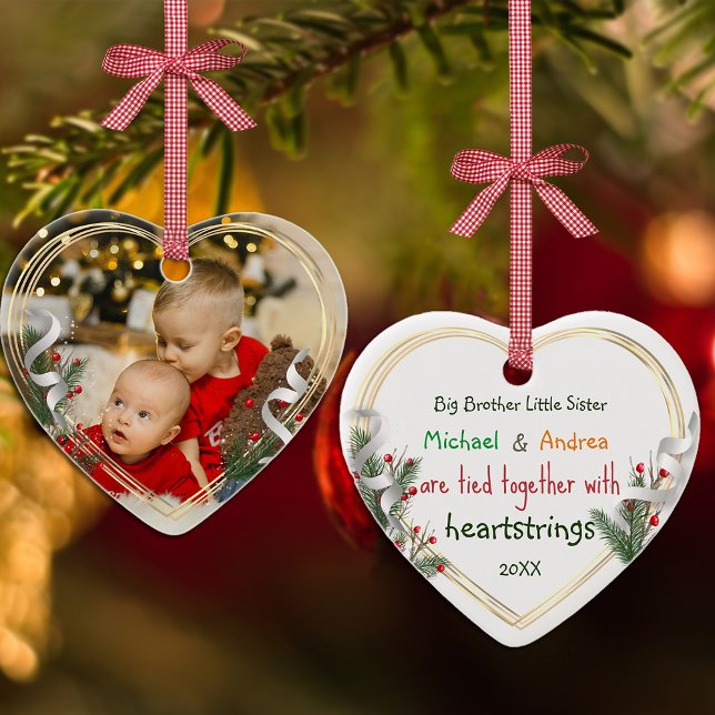 Big Brother Little Sister Foto Gold Rahmen Custom Ornament (Von Creator hochgeladen)