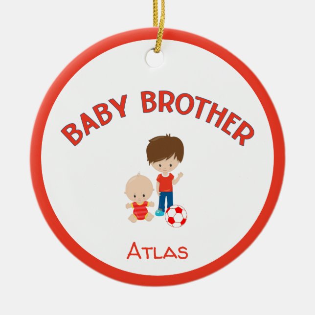 Big Brother mit Baby Brother Baby's Name Year Keramik Ornament (Vorne)