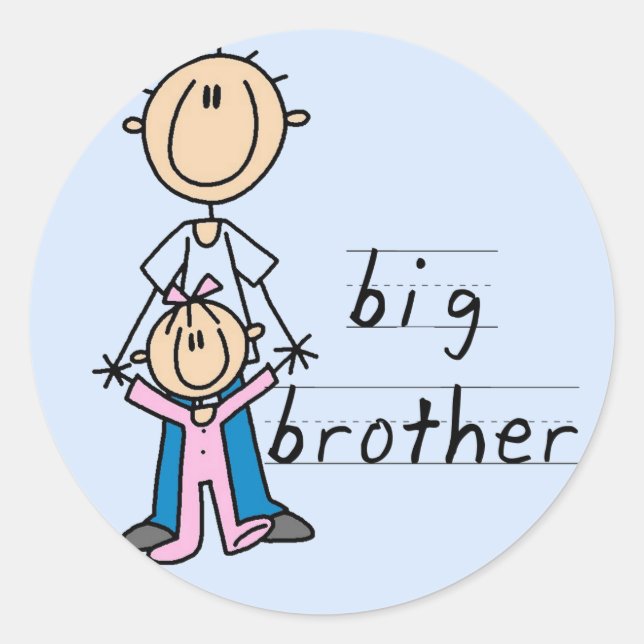 Big Brother mit Babytrampen und Geschenken Runder Aufkleber (Vorderseite)