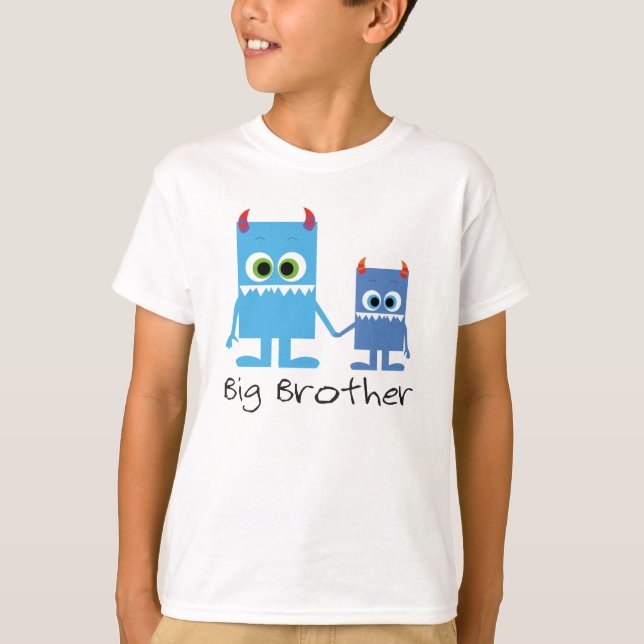 "big brother" Monster Geschwister blau T-Shirt (Vorderseite)