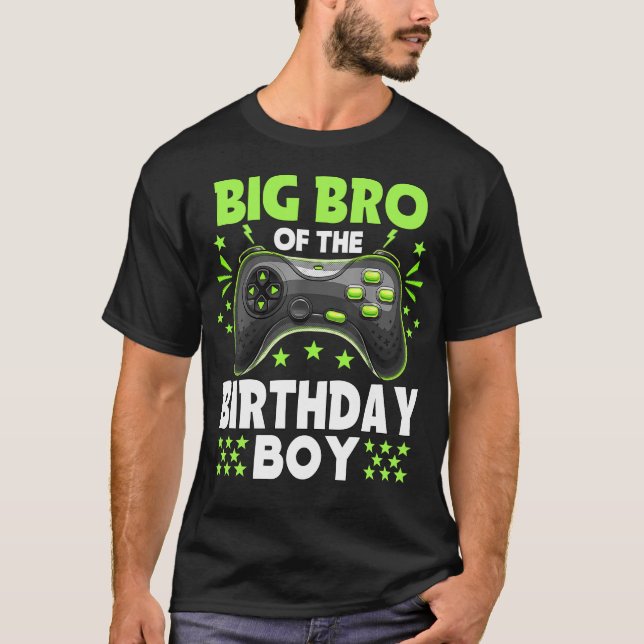Big Brother of the Birthday Boy Matching Video T-Shirt (Vorderseite)