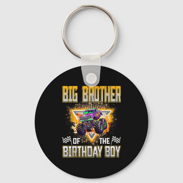 Big Brother Of The Birthday Boy Monster Truck Birt Schlüsselanhänger (Vorderseite)