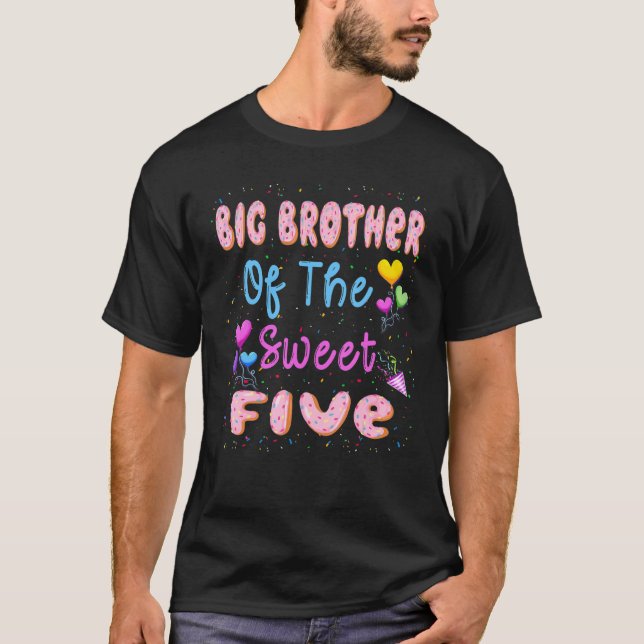 Big Brother of the Sweet Five 5th Donut Birthday P T-Shirt (Vorderseite)