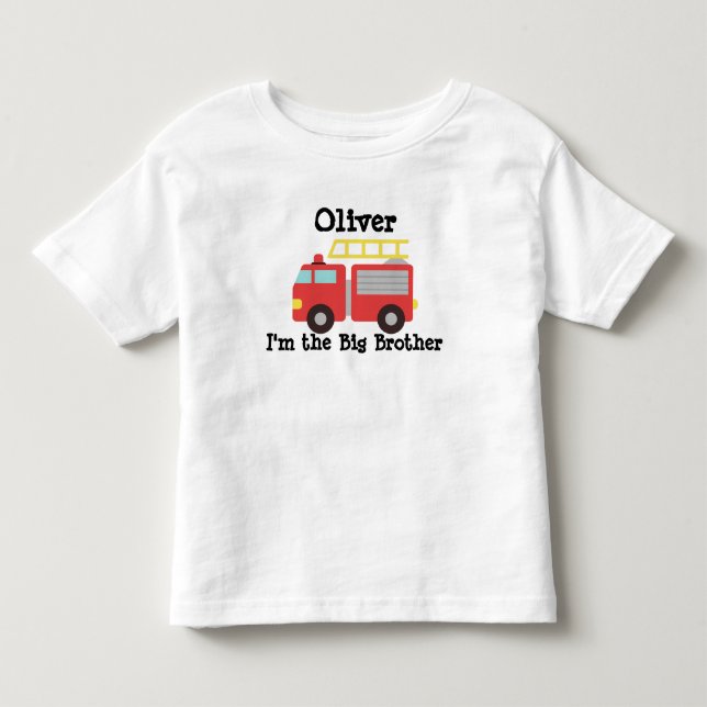 Big Brother Personalisiert Red Fire LKW Geschwiste Kleinkind T-shirt (Vorderseite)