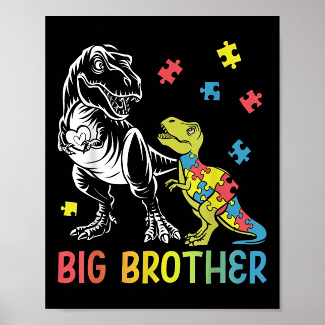 Big Brother Saurus T Rex Autismus Bewusstsein Auti Poster (Vorne)