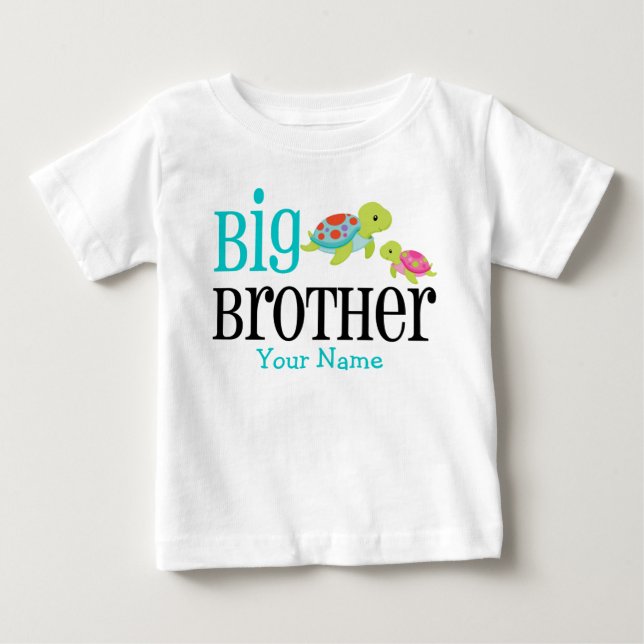 Big Brother Sea Turtles Personalisiert Baby T-shirt (Vorderseite)