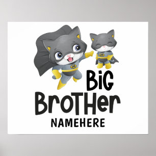 Big Brother Superhero Cat Illustration Individuell Poster