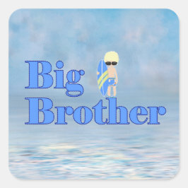 Big Brother Surfer Boy Sibling rechteckige Straße Quadratischer Aufkleber