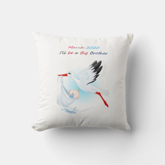 Big Brother Throw Pillow Baby Stork März 2020 Kissen (Vorderseite)