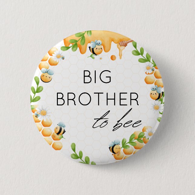 BIG BROTHER to Bee Honey Bumble Bee Baby Dusche Button (Vorderseite)