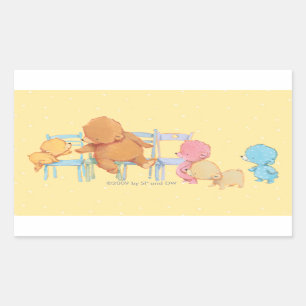Big Brown Bear & Friends teilen vier Stühle Rechteckiger Aufkleber