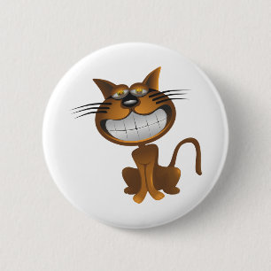 Big Brown Karikatur Cartoon Katze Niedliche Abente Button