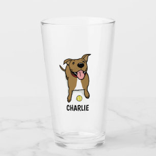 Big Brown und White Niedlich Cartoon Dog Personali Glas
