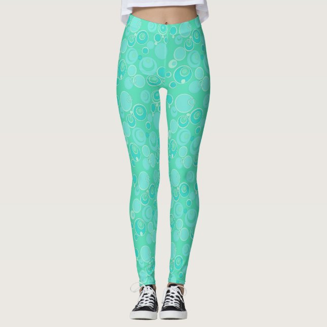 Big Bubblegble Blasen Überall Aquamarin vielen Dan Leggings (Vorderseite)
