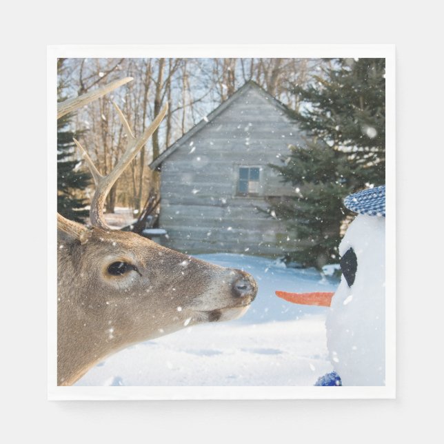 Big Buck Dee mit einem Schneemann Serviette (Vorderseite)