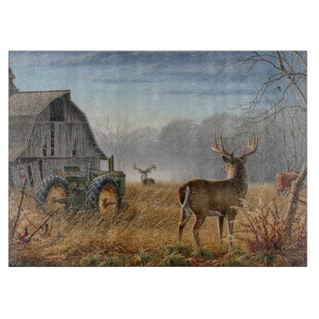 Big Buck Deer Showdown auf dem Bauernhof Schneidebrett (Vorderseite)