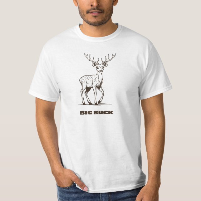 Big Buck Jagd Hirsch Design T - Shirt (Vorderseite)