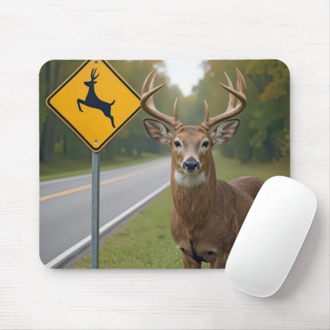 Big Buck Posing durch Hirsch-Kreuz-Zeichen Mousepad (Mit Mouse)