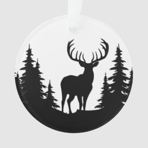 Big Buck unter Pine Tree Vector Ornament