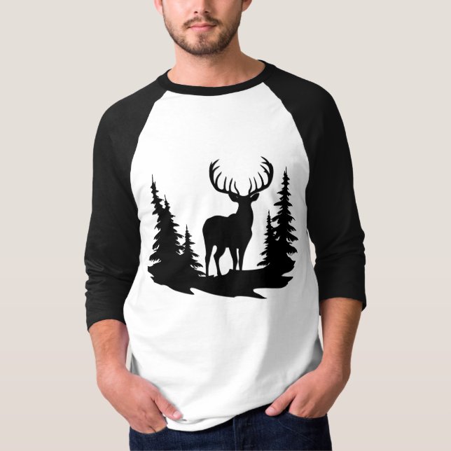 Big Buck unter Pine Tree Vector T-Shirt (Vorderseite)