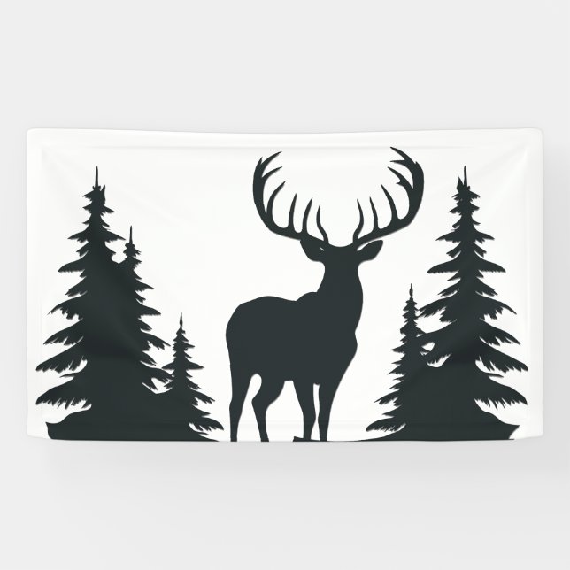 Big Buck unter Pine Trees Vector Banner (Horizontal)
