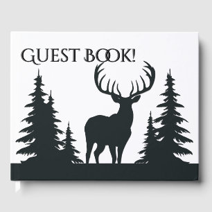 Big Buck unter Pine Trees Vector benutzerdefiniert Gästebuch