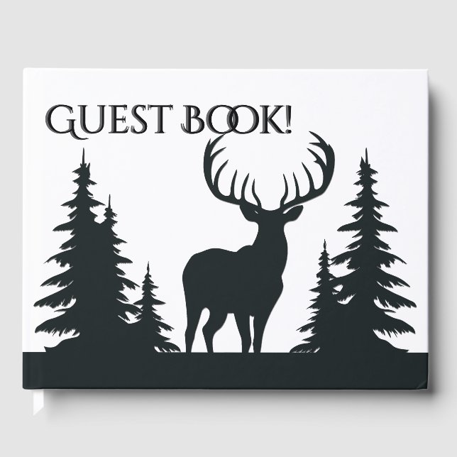 Big Buck unter Pine Trees Vector benutzerdefiniert Gästebuch (Vorderseite)