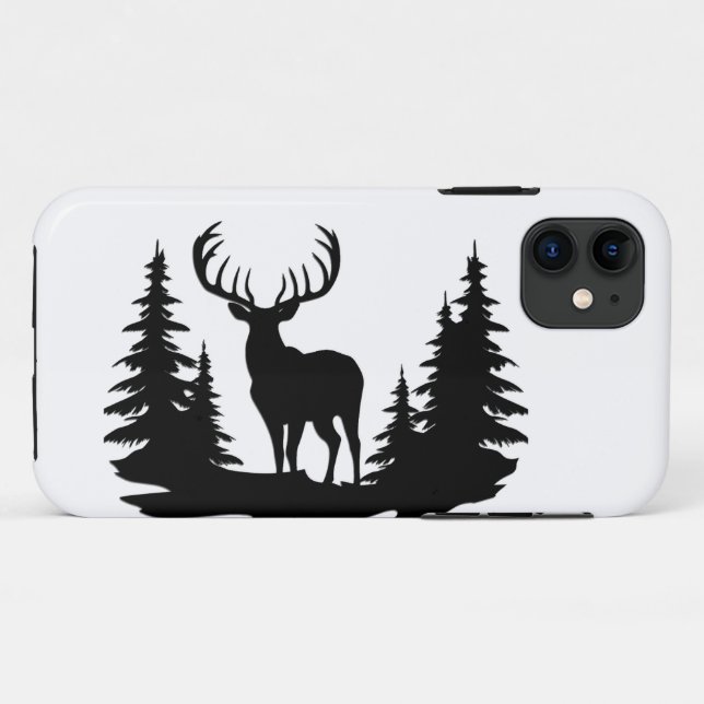 Big Buck unter Pine Trees Vector Case-Mate iPhone Hülle (Rückseite (Horizontal))