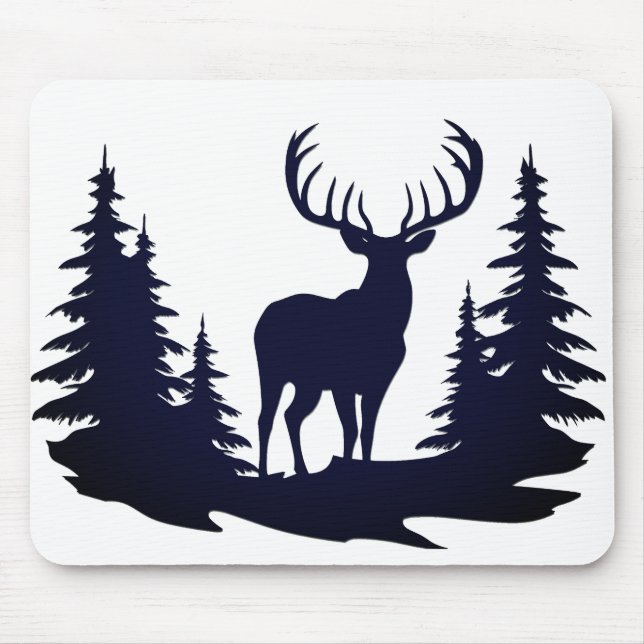 Big Buck unter Pine Trees Vector Mousepad (Vorne)