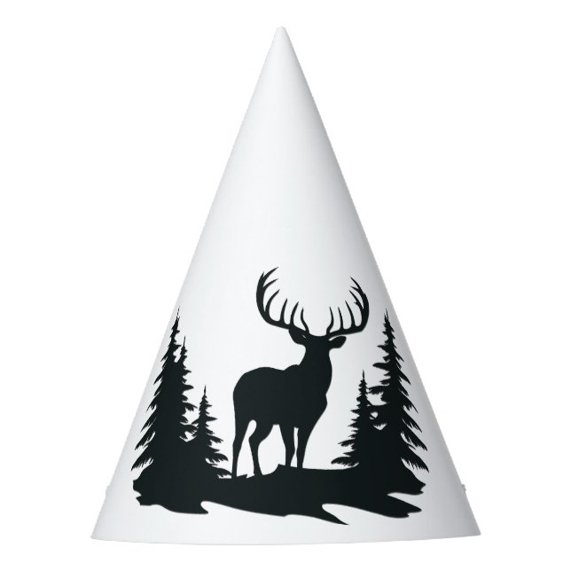 Big Buck unter Pine Trees Vector Partyhütchen (Vorderseite)