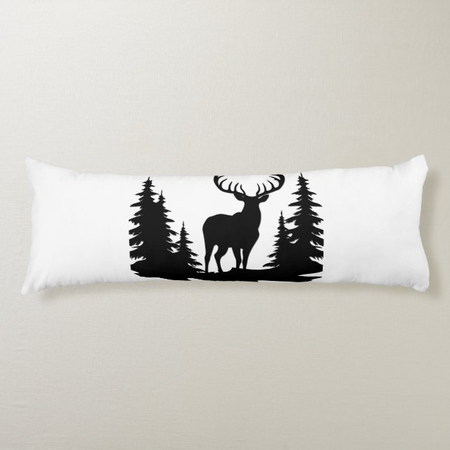 Big Buck unter Pine Trees Vector Seitenschläferkissen (Vorderseite)