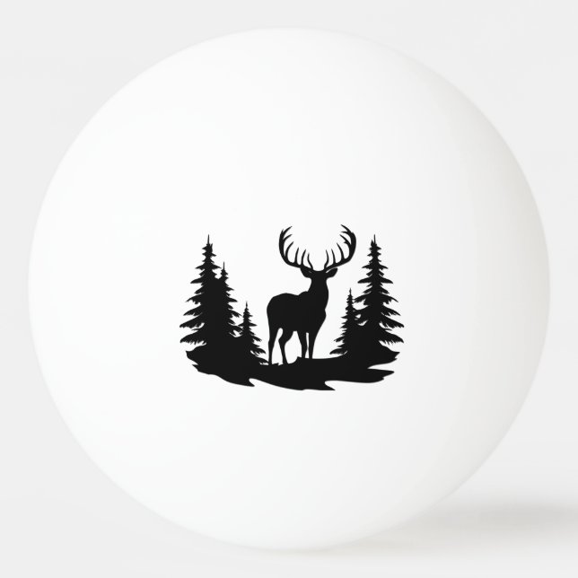Big Buck unter Pine Trees Vector Tischtennisball (Vorderseite)