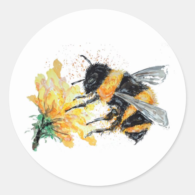 Big Bumble Bee sammeln Pollen Runder Aufkleber (Vorderseite)