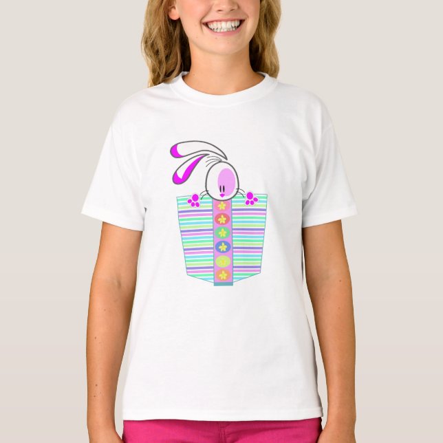 Big Bunny Pastel farbig Osterpocket T-Shirt (Vorderseite)