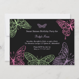 Big Butterfly Kisses 16 . Geburtstag Einladung