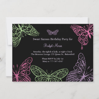 Big Butterfly Kisses 16 . Geburtstag Einladung
