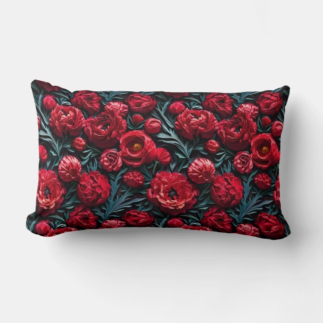 Big Carmine Red Peonies Throw Kissen (Vorderseite)