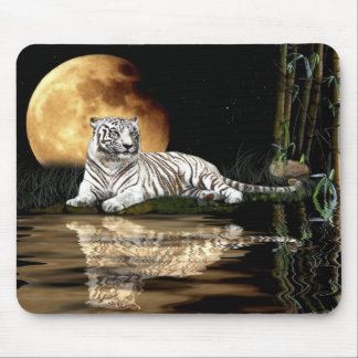 Big Cat Bengalisch Tiger und Vollmond Mousemat Mousepad