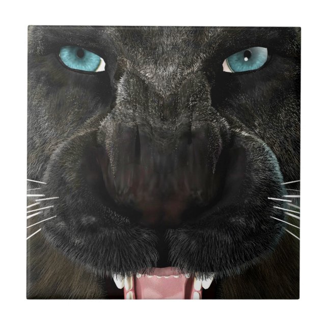 Big Cat Black Panther Fliese (Vorderseite)