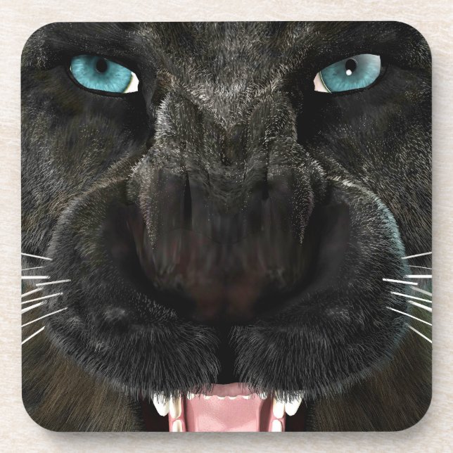 Big Cat Black Panther Getränkeuntersetzer (Vorderseite)