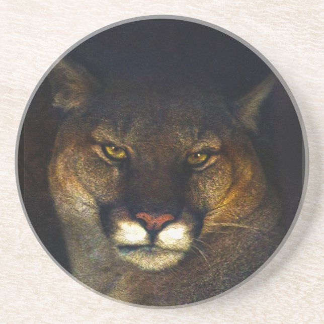 Big Cat Cougar Mountain Lion Art Design Sandstein Untersetzer (Vorne)