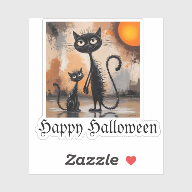 Big Cat Little Cat Halloween Aufkleber (Blatt)