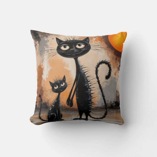 Big Cat Little Cat Halloween Kissen (Vorderseite)