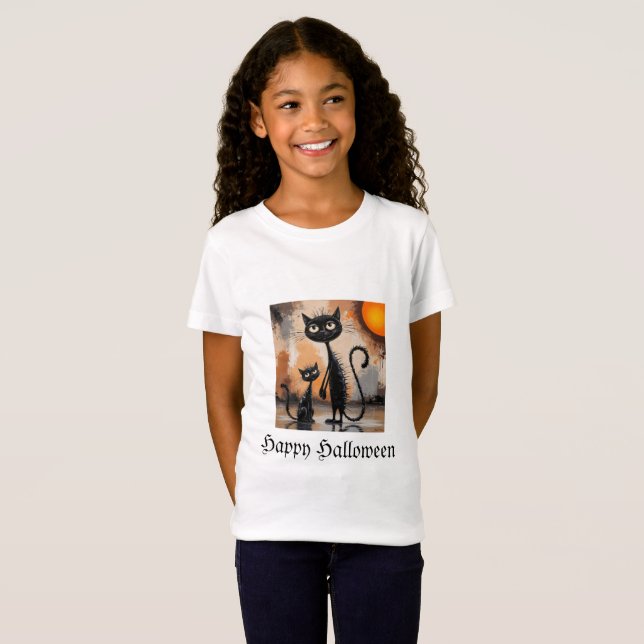 Big Cat Little Cat Halloween T-Shirt (Vorne ganz)