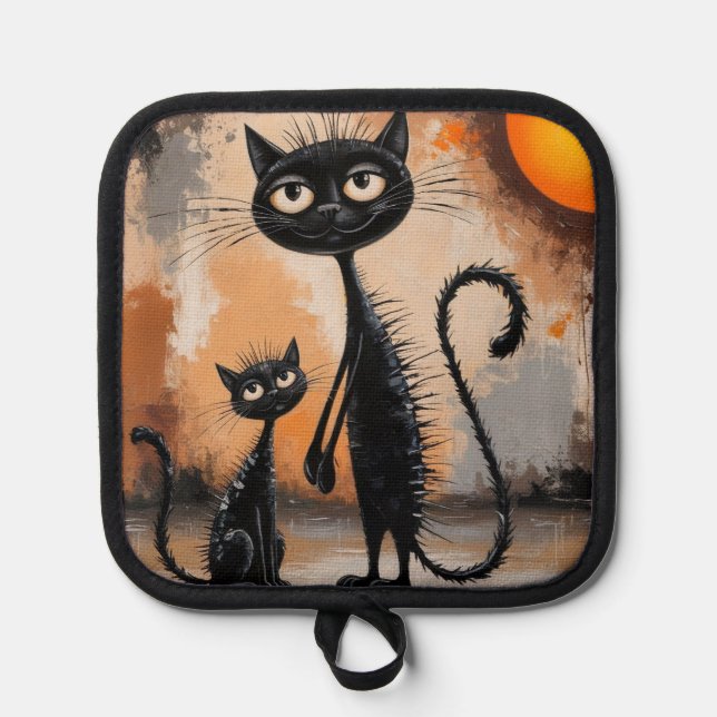 Big Cat Little Cat Halloween Topflappen (Vorderseite)