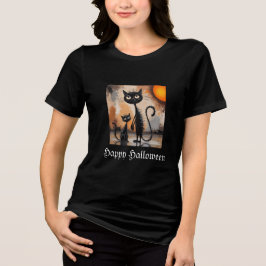 Big Cat Little Cat Halloween  Tri-Blend Shirt