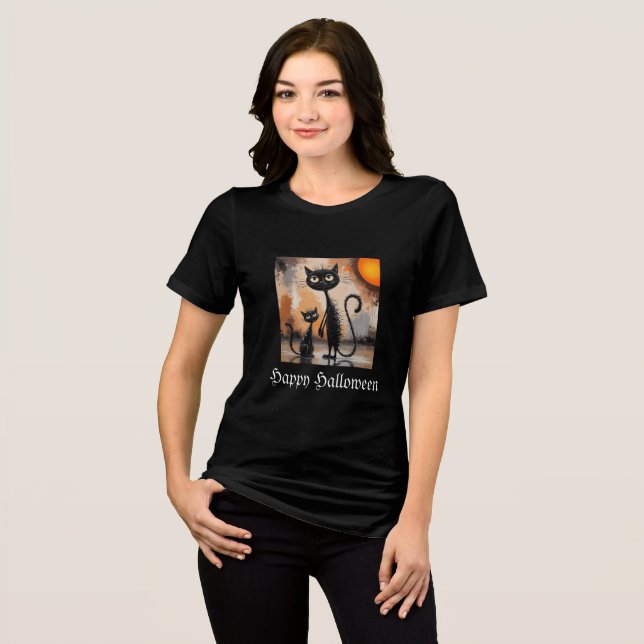 Big Cat Little Cat Halloween  Tri-Blend Shirt (Vorderseite voll)