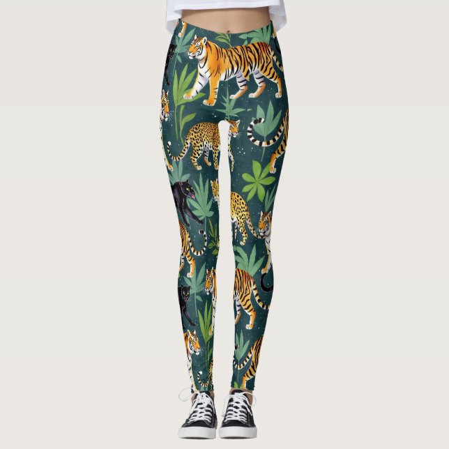 Big Cat Tiger Nahtloses Muster Leggings (Vorderseite)
