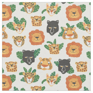 Big Cats Lions Tigers Panther Pattern Stoff